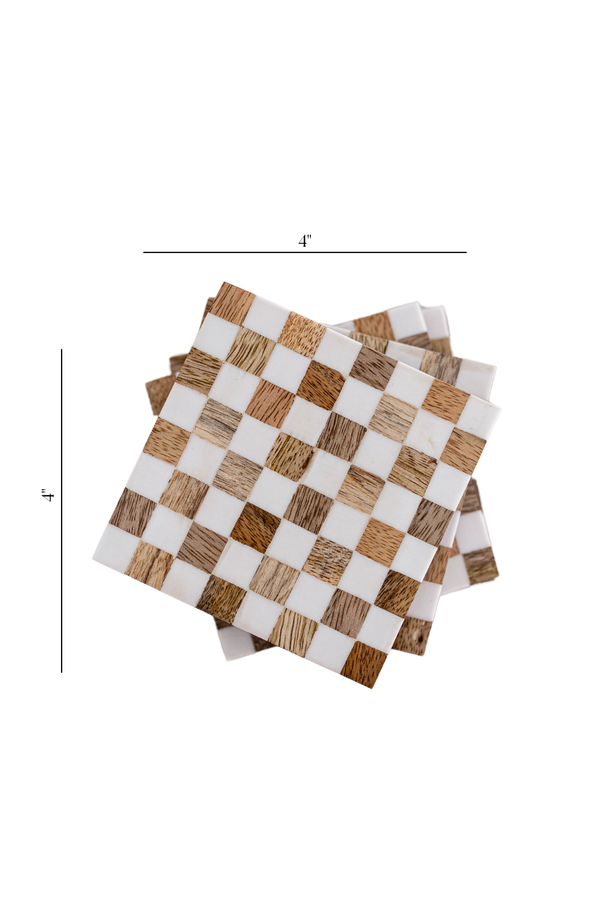 Checkered Wood & Resin Coasters (set of 4)