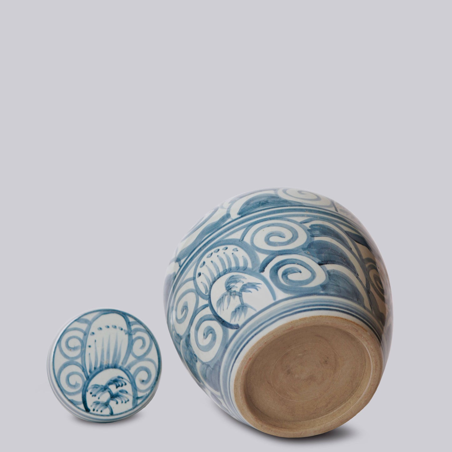 Curlicue Blue and White Porcelain Jar