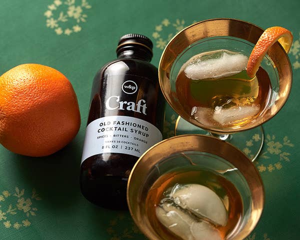 Craft Old Fashioned Cocktail Mixer Syrup 8oz: Amber Bottle, Metal Cap, Matte Seal