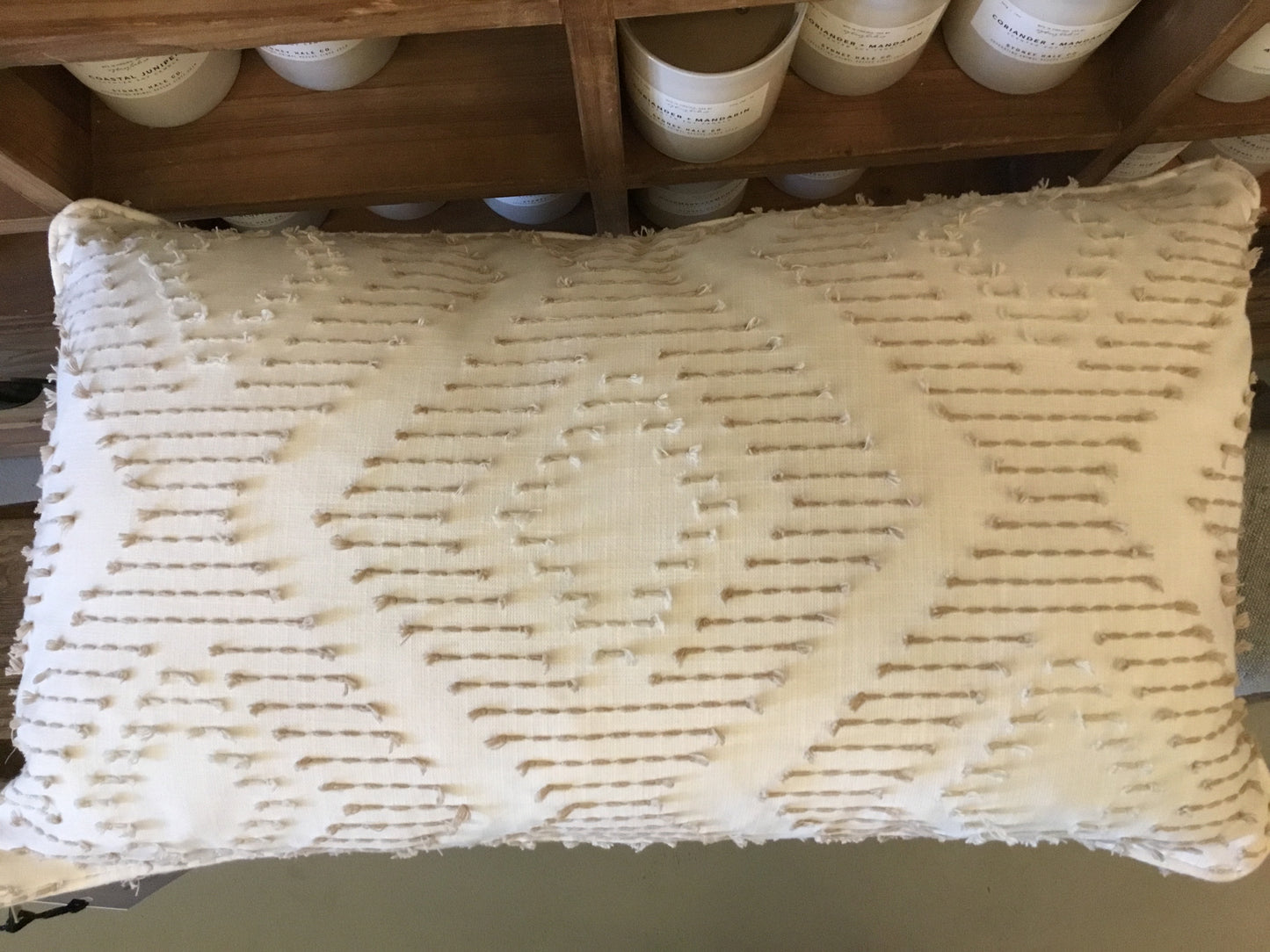 Beige Thread Lumbar Pillow
