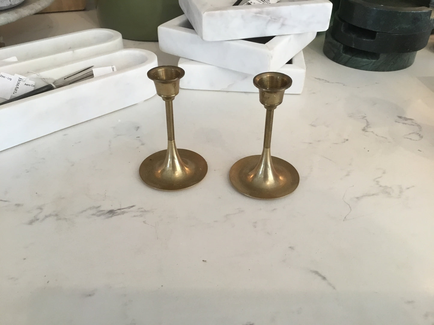 Mini Brass Candlesticks - Set of 2