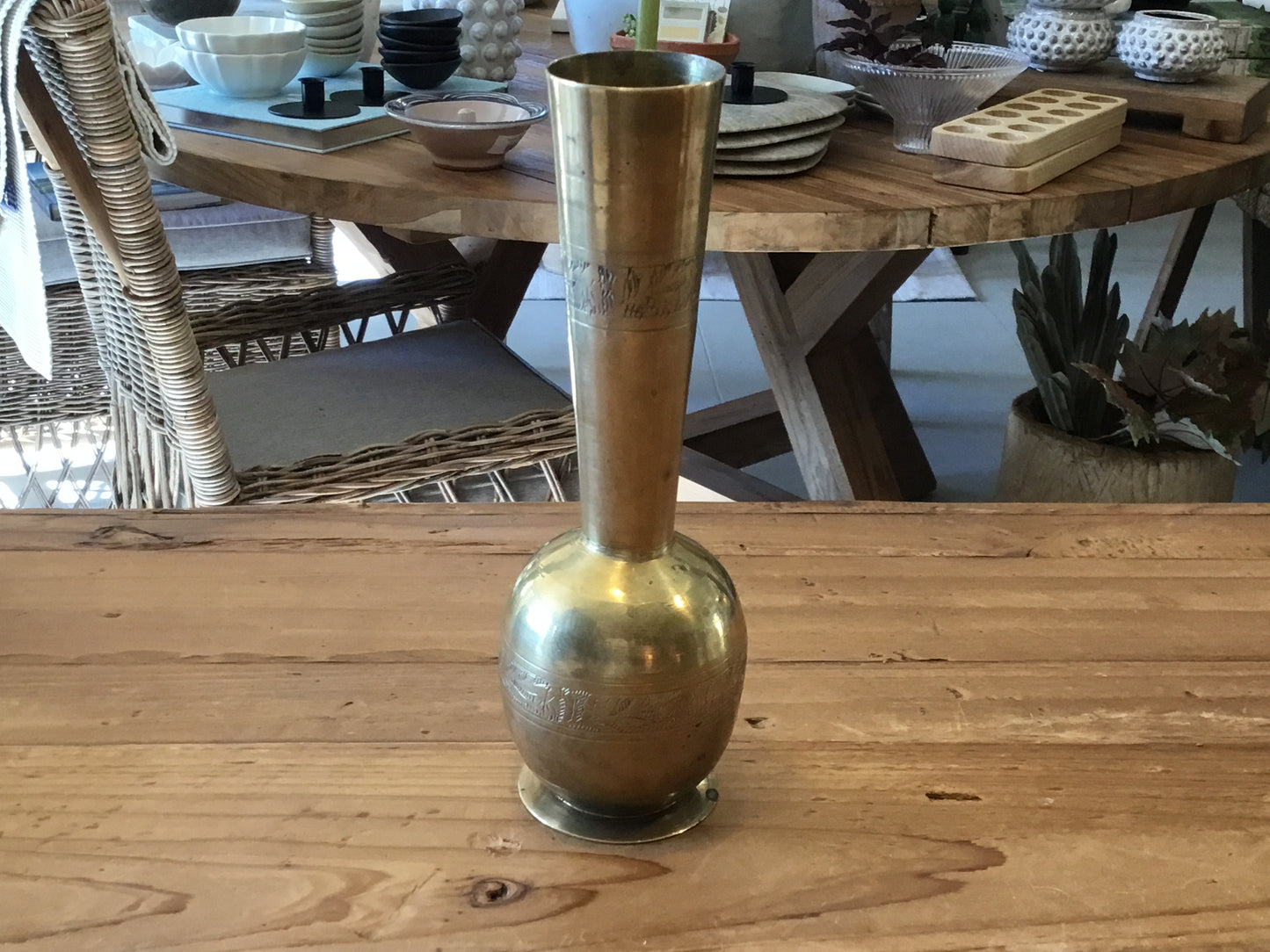Brass Etched Vase