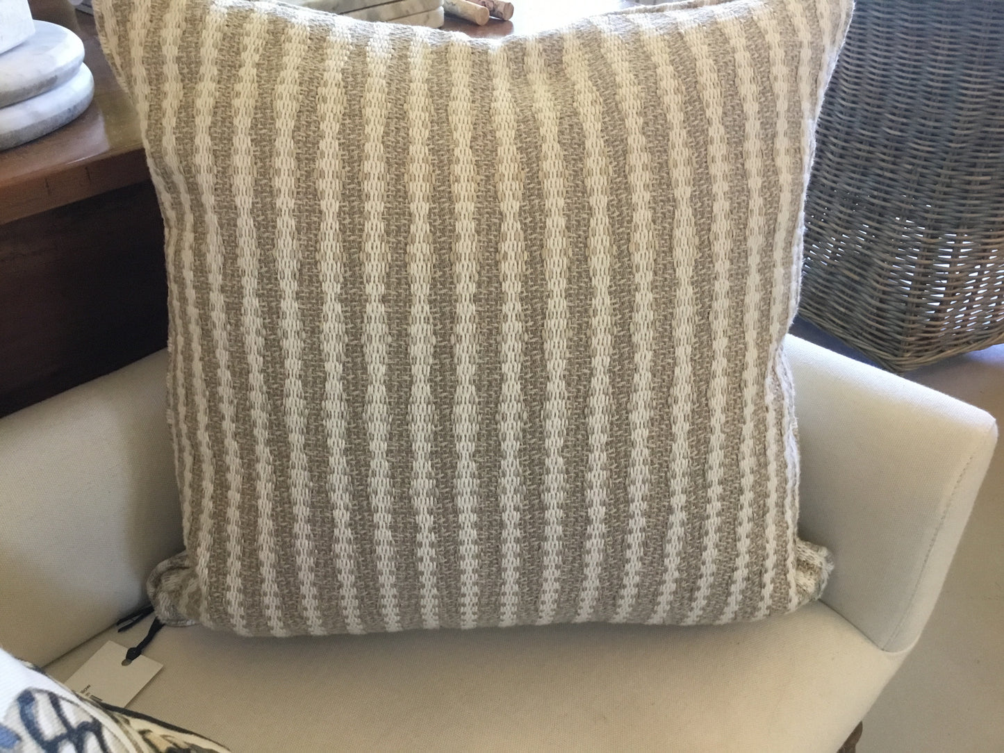 Beige Striped Pillow