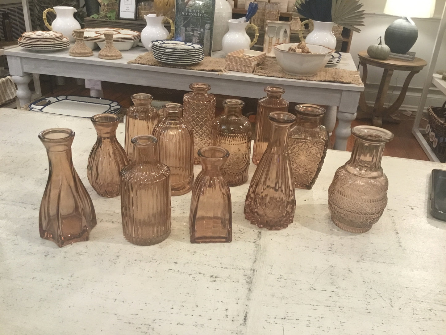 Embossed Bud Vases - Amber