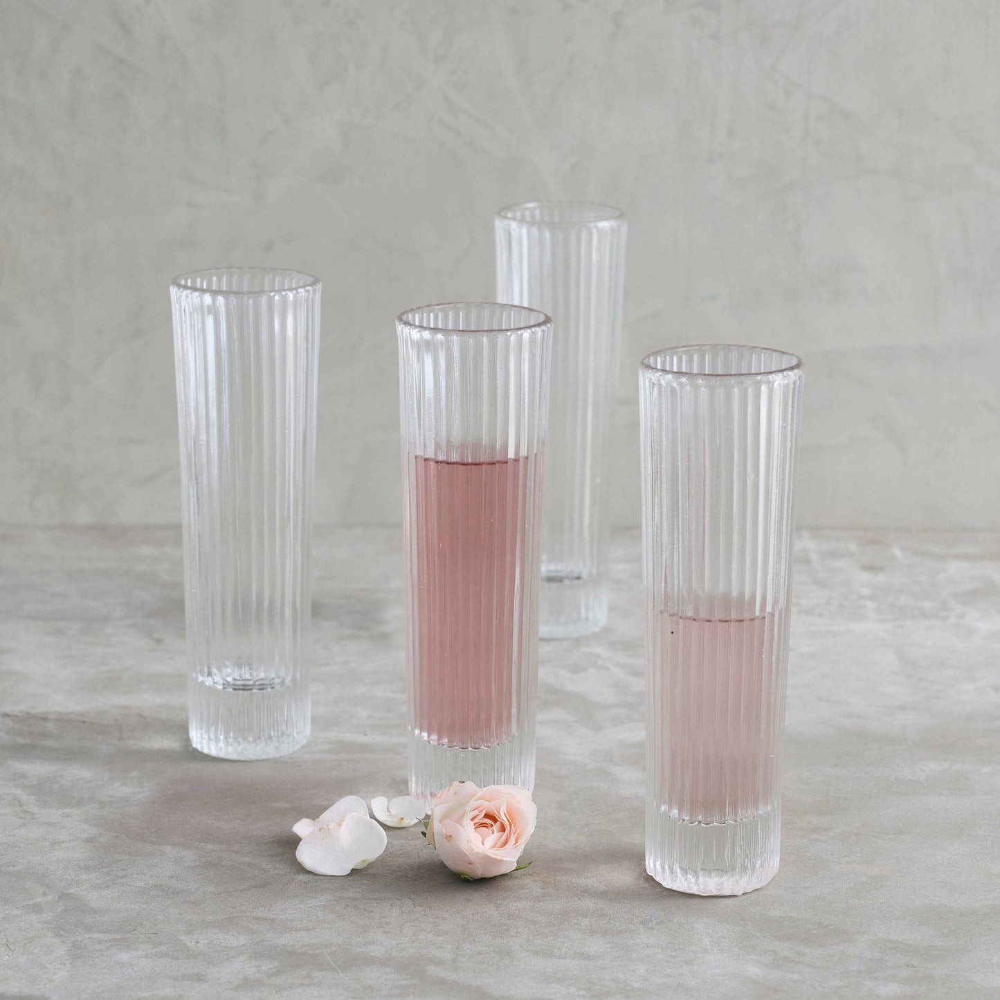 Pressed Clear Champagne Glasses - Set of 4