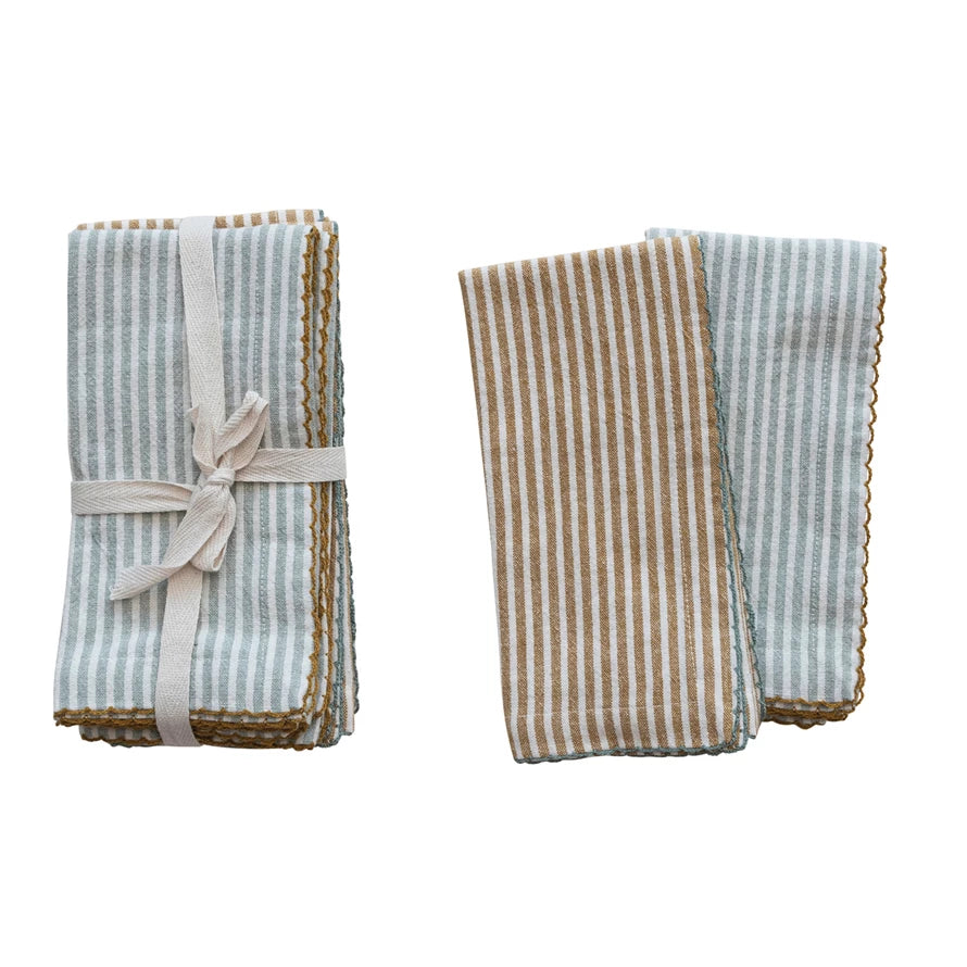 Cotton Napkin w/Stripes - Set of 4