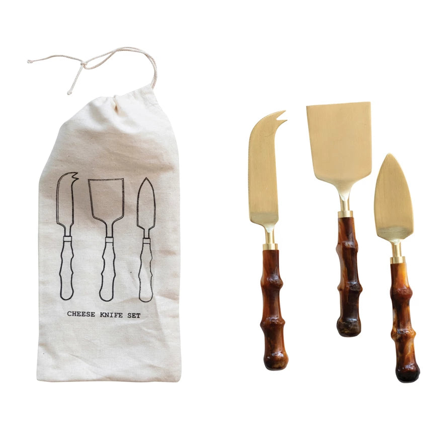 Cheese Knives w/Bamboo Shaped Handles