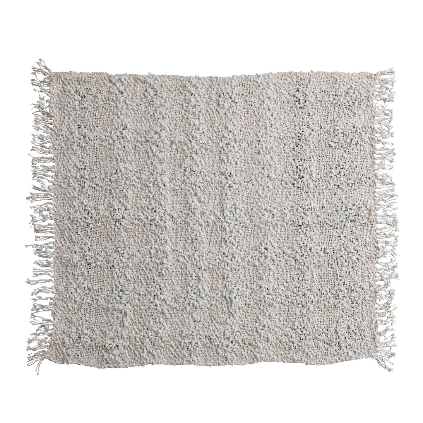 60"L x 50"W Woven Cotton Blend Cable Knit Throw w/ Fringe