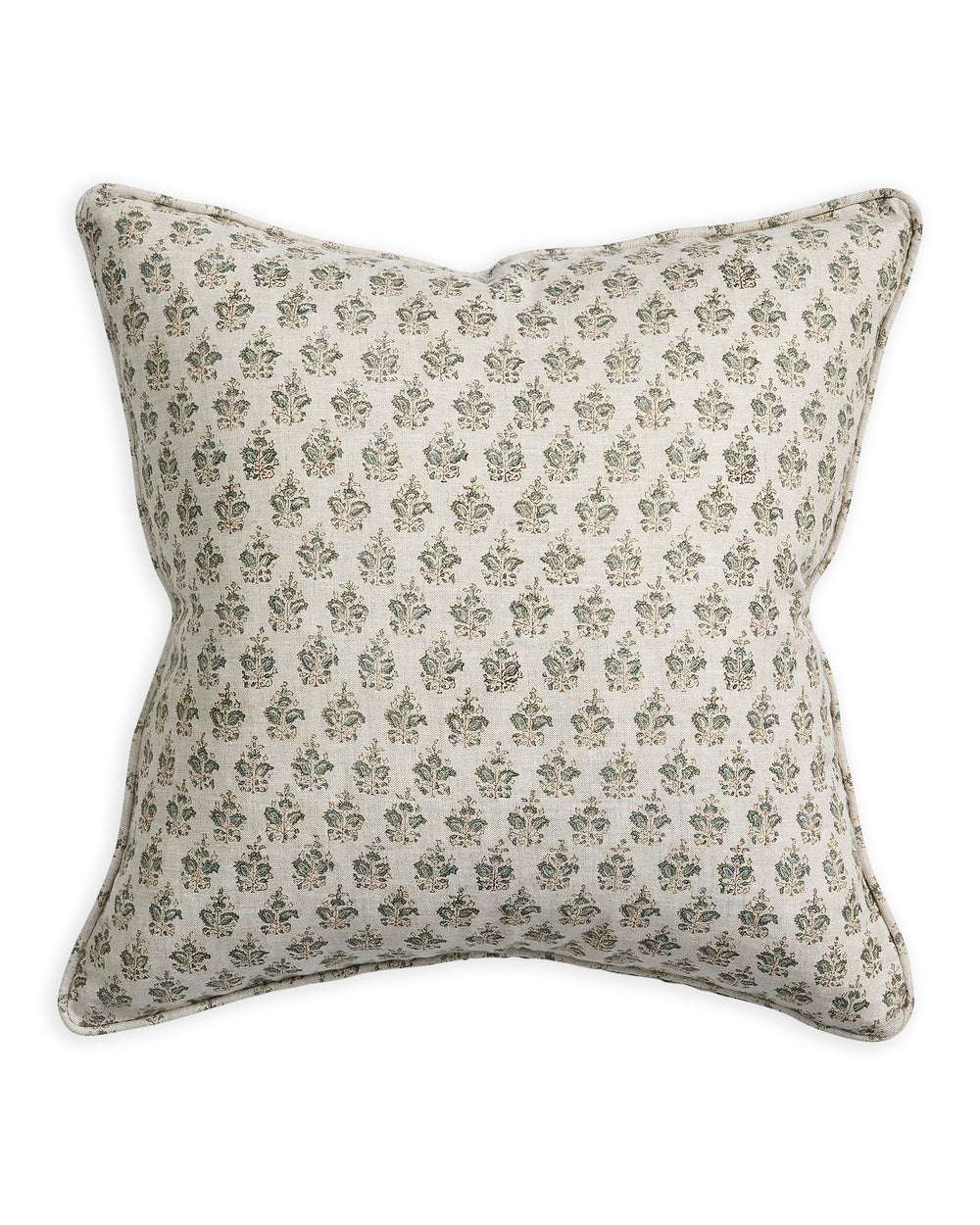 Sanganer Oak Celadon Linen Pillow