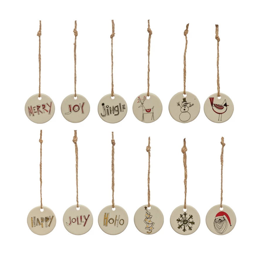 Round Stoneware Tag Ornament