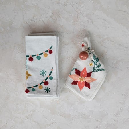 18" Square Cotton Slub Printed Napkins