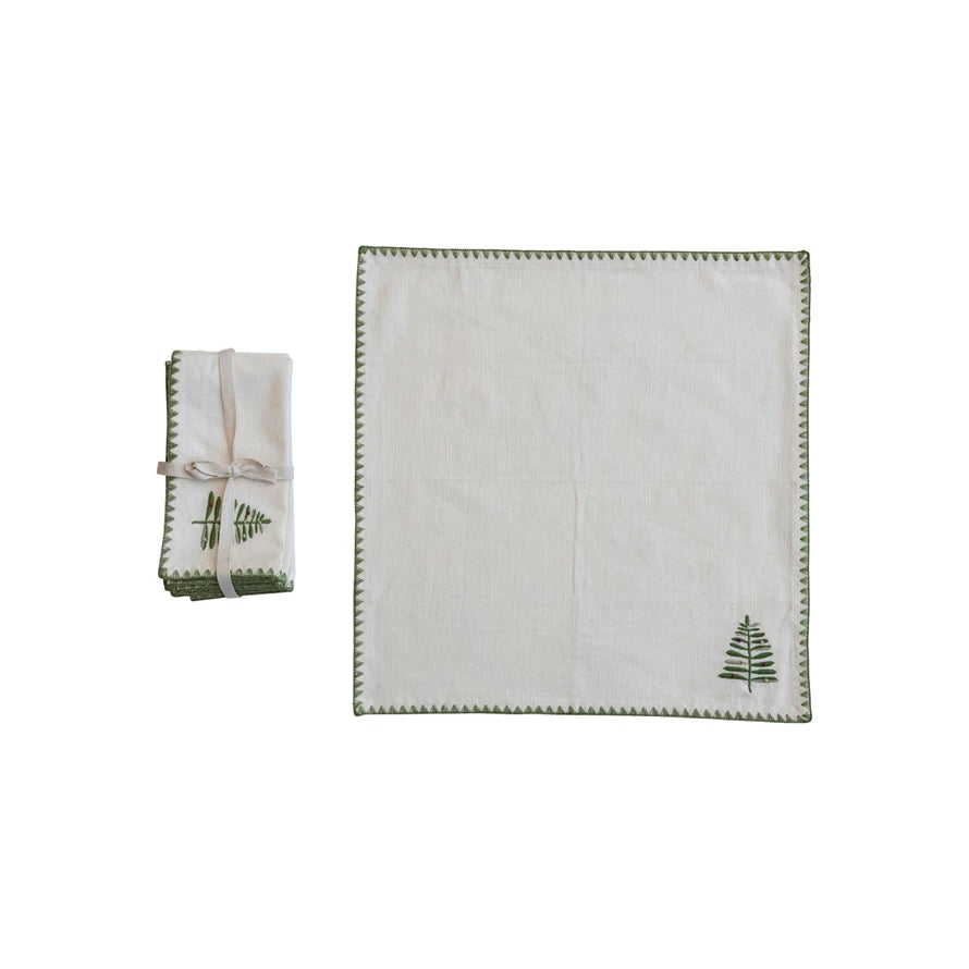 Cotton Napkins w/Embroidered Tree
