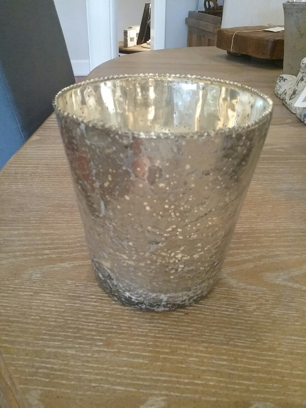 Mercury Glass Candle Holder 6"