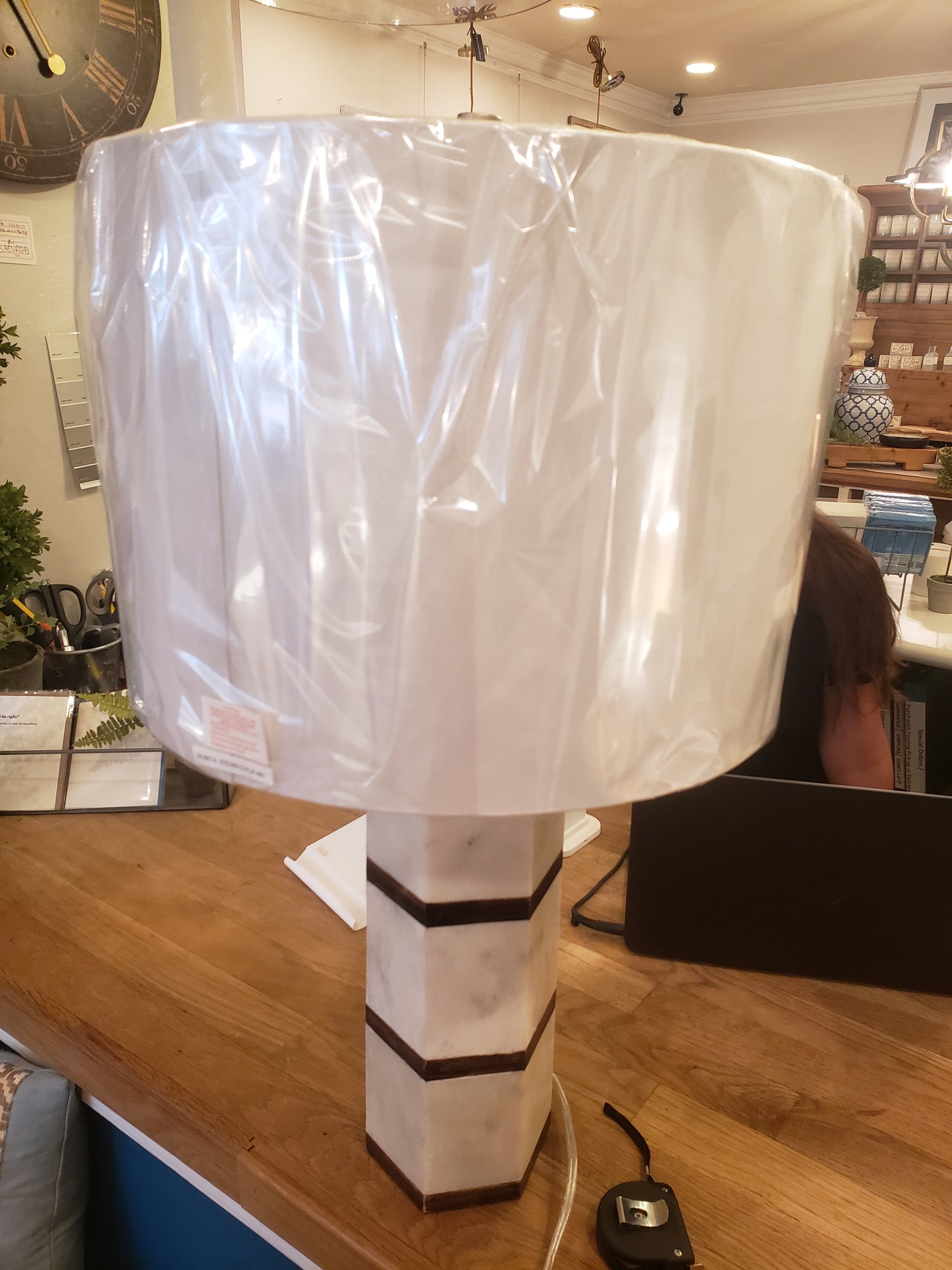 Marble and Wood Lamp