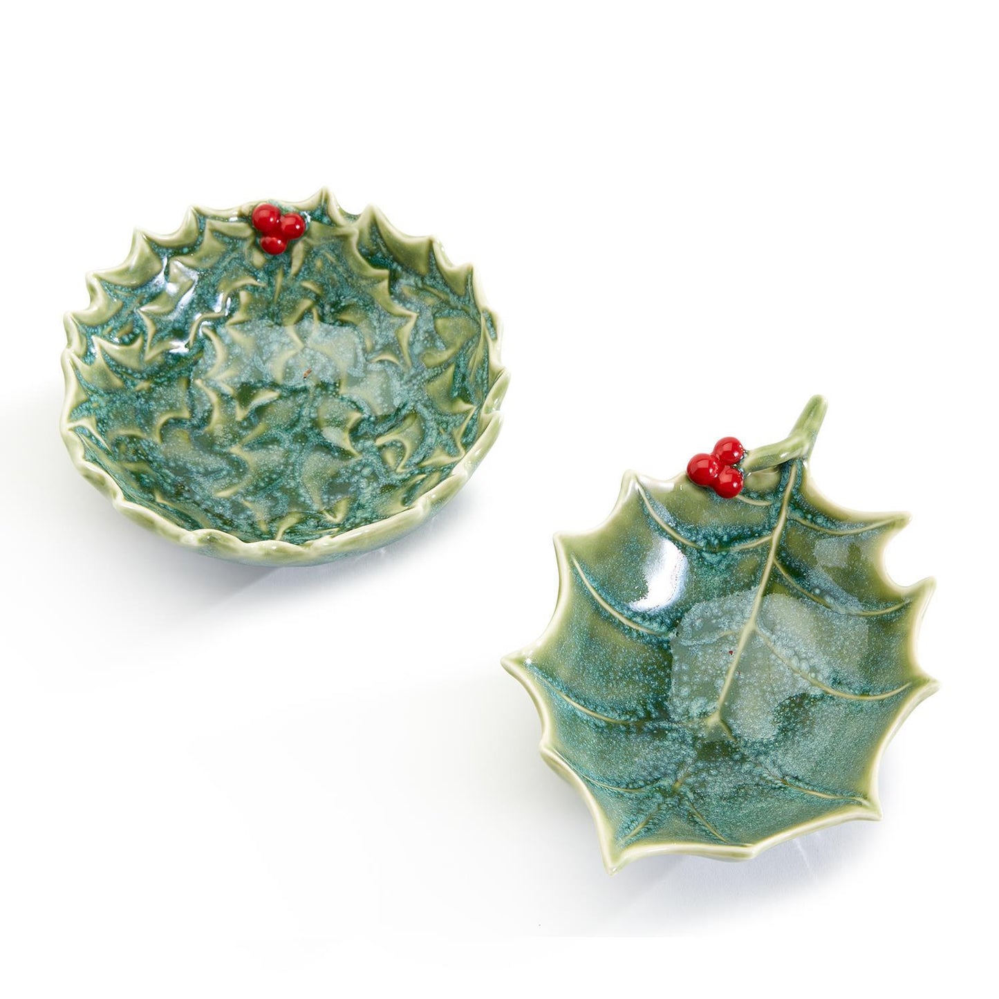 Holly Leaves and Berries Tidbit Dish