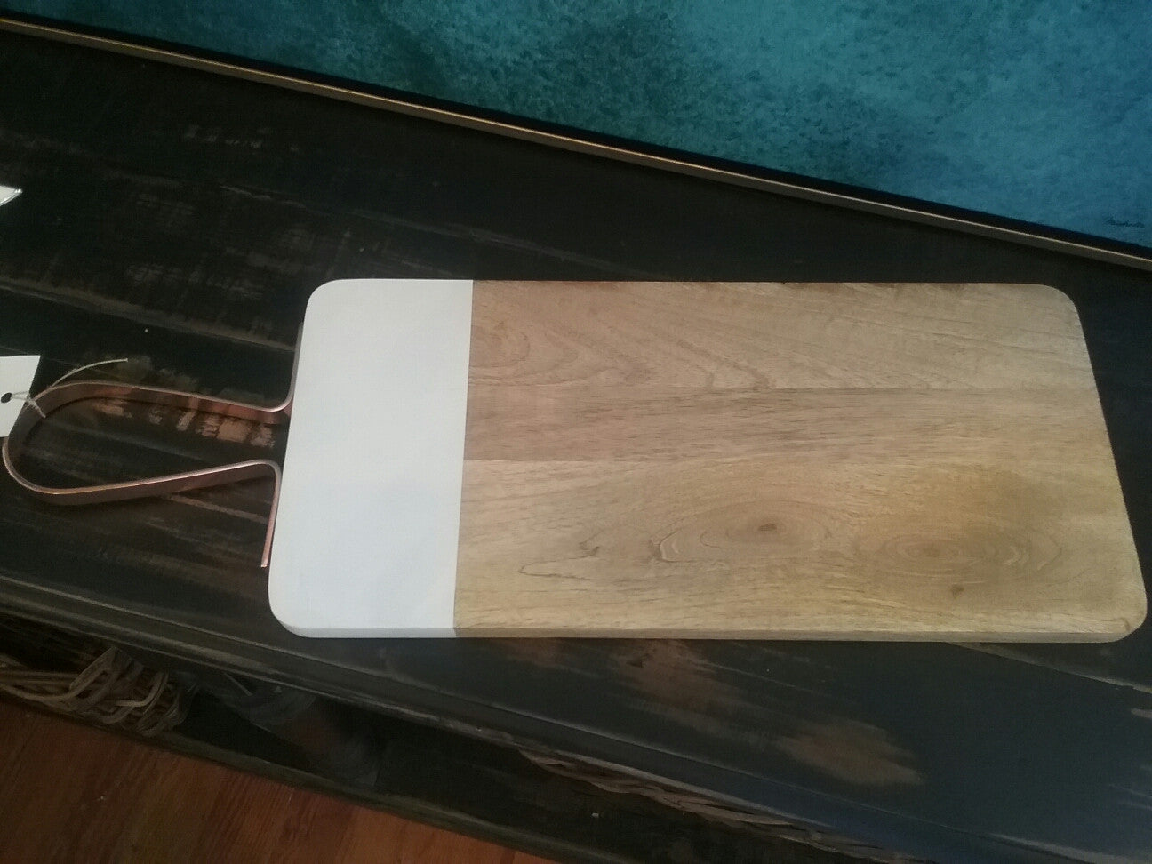 Cutting Board with Copper Handle - White
