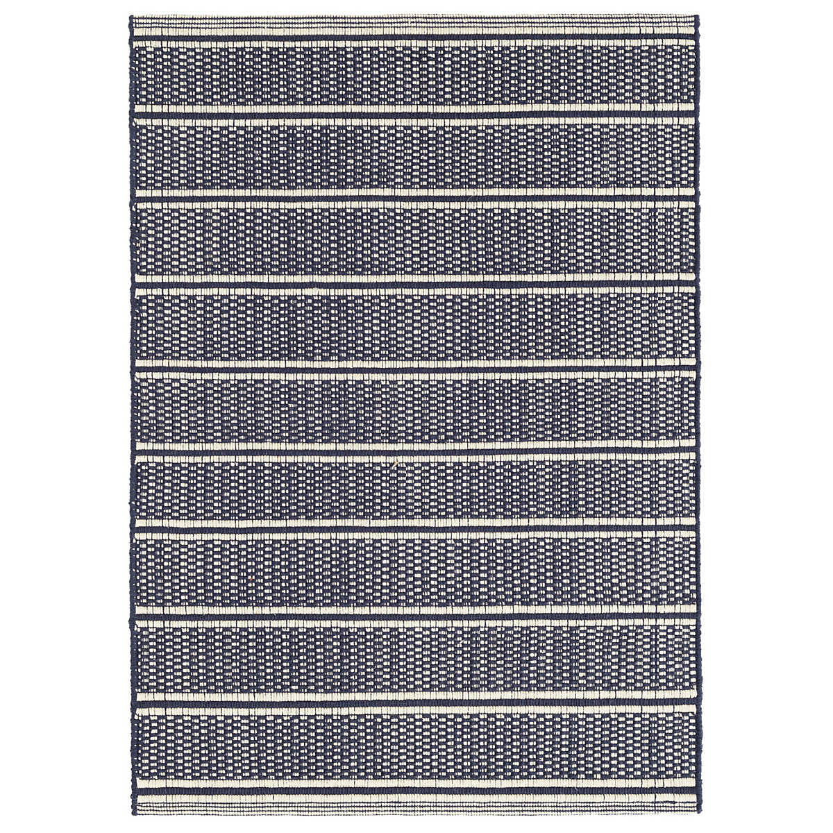 Archer Navy Woven Cotton Rug - 2'x3'