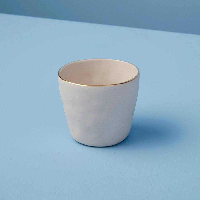 Gold Rim Stoneware Tumbler, White