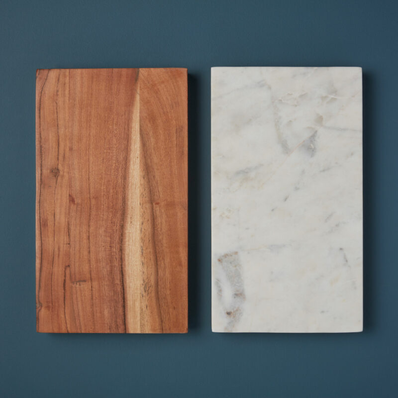 White Marble & Wood Reversible Board