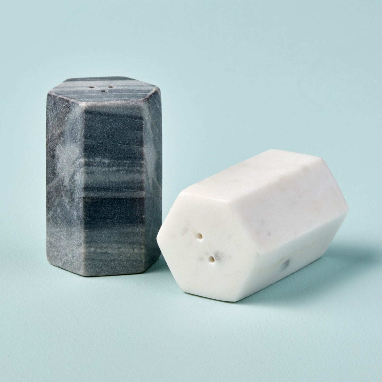White & Gray Marble Salt & Pepper Set
