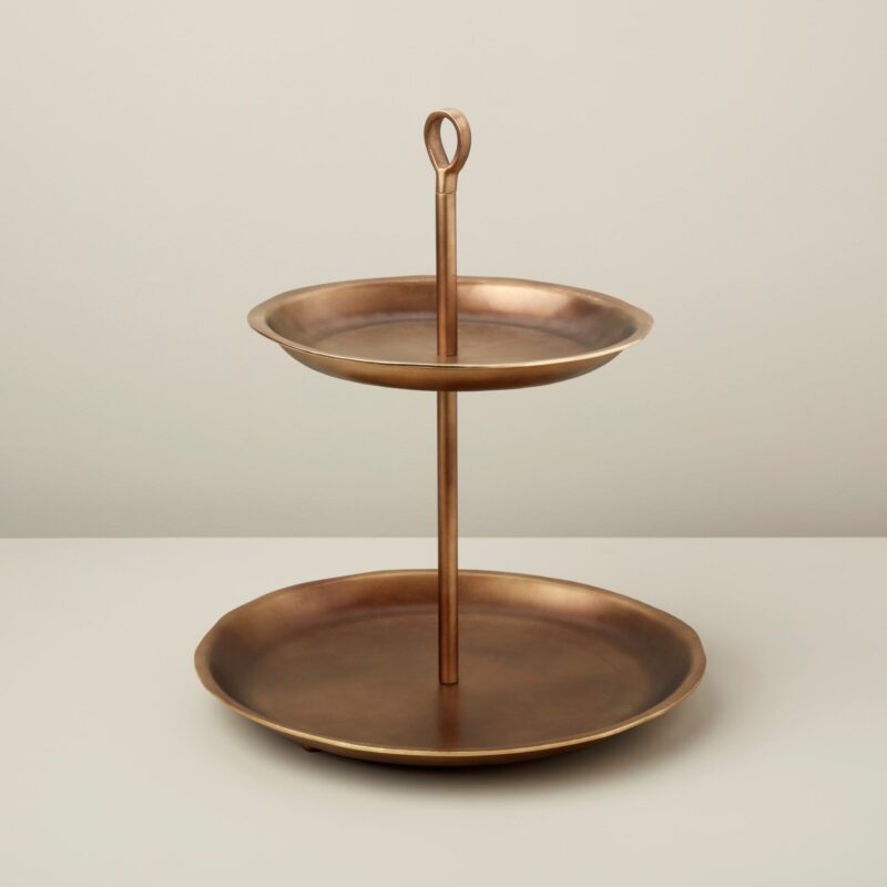 Cobbled Aged Bronze Tiered Platter
