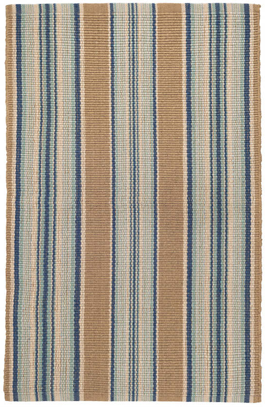 Blue Heron Stripe Woven Cotton Rug - 2'x3'