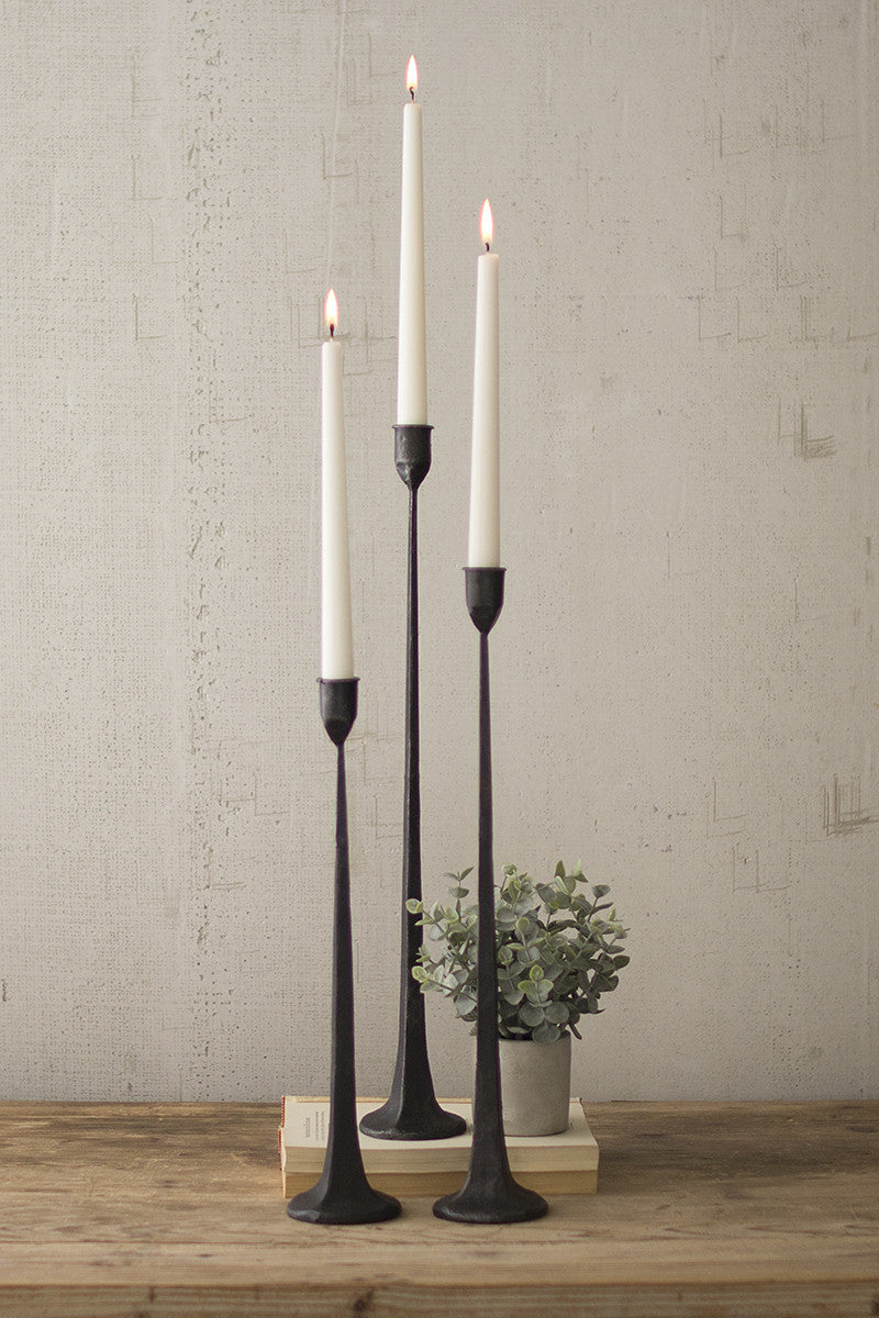 Cast Iron Candle Holders, Set of 3
