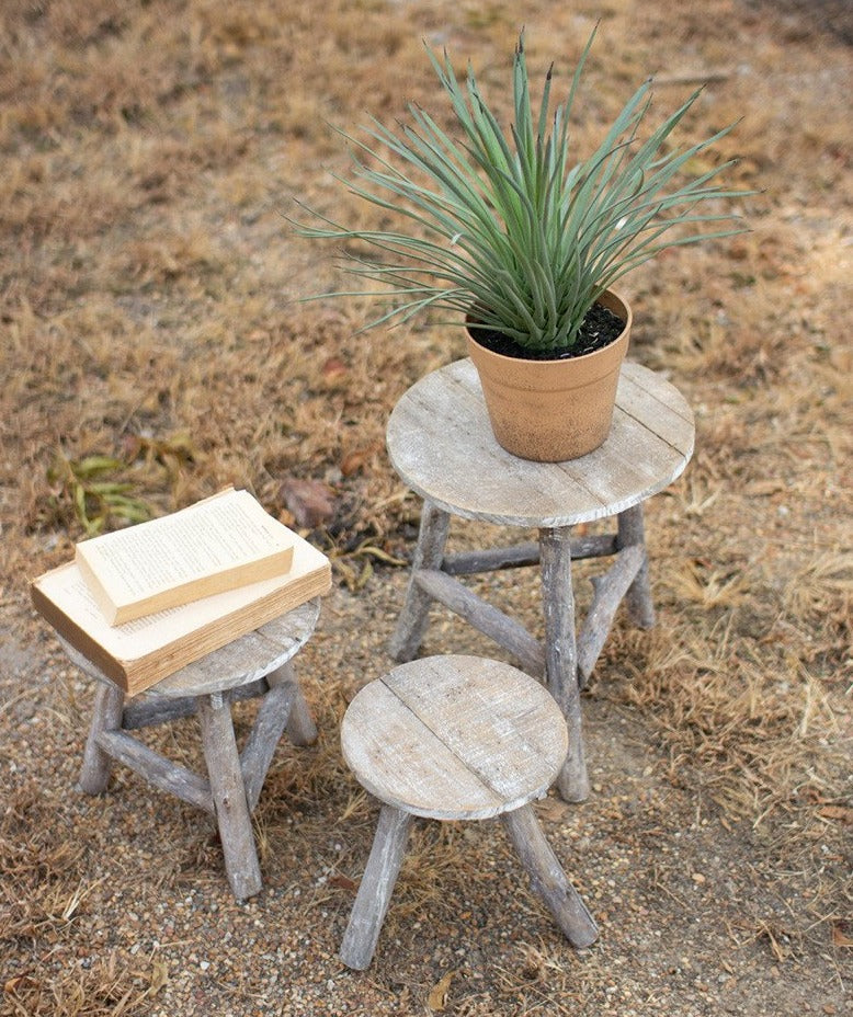 Recycled Wooden Display Stools (set of 3)