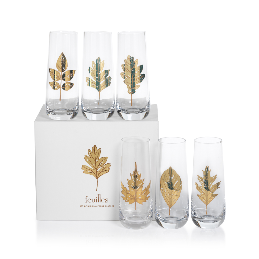 Feuilles Stemless Flutes- Set/6