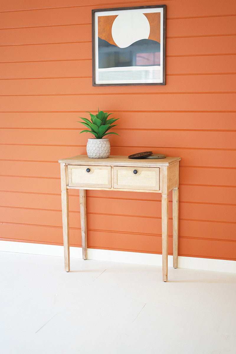 Wood Table w/ Cane Drawers
