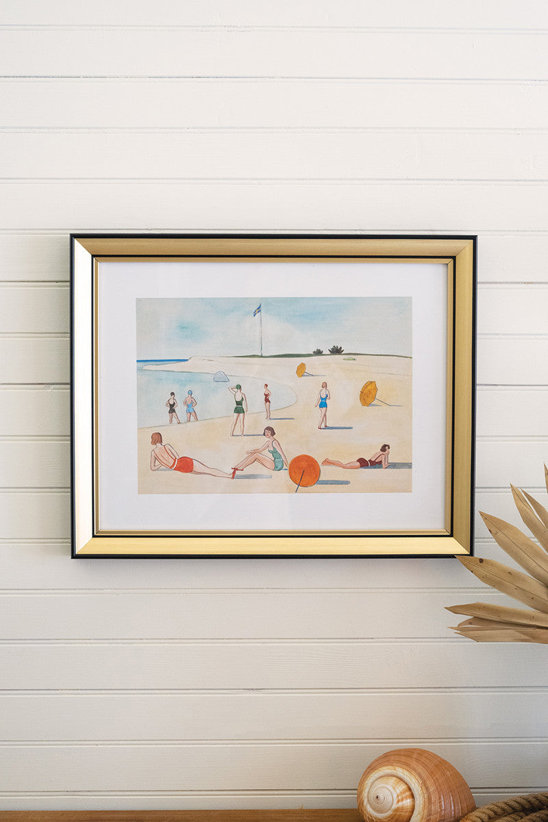 Framed Beach Print Under Glass