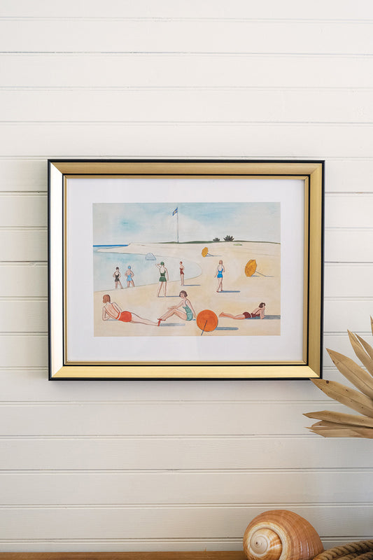 Framed Beach Print Under Glass