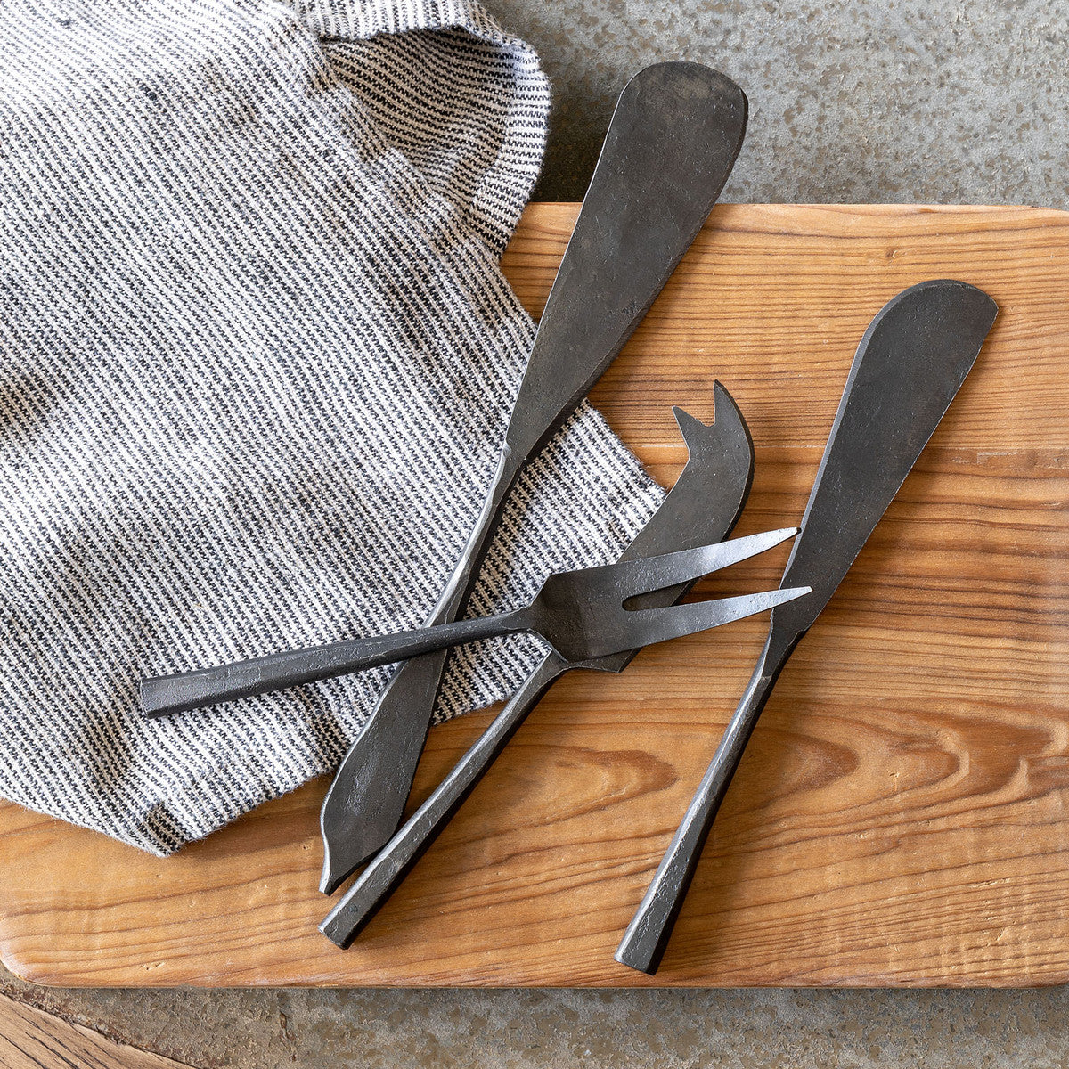 Primitive Iron Cheese Service