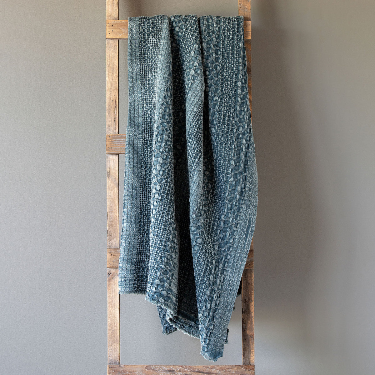 Heathered Waffle Weave Throw, Teal