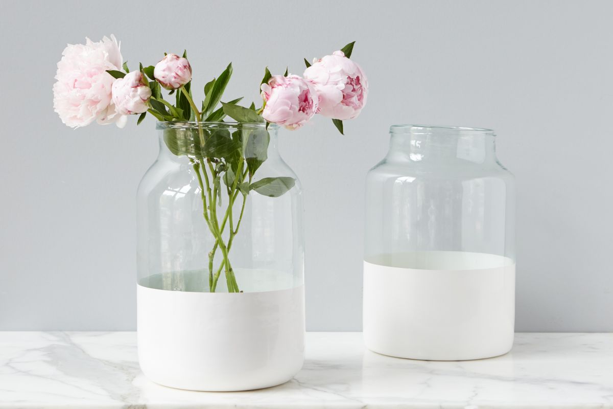 White Colorblock Mason Jar