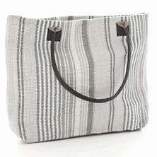 Gradation Ticking Woven Cotton Tote Bag