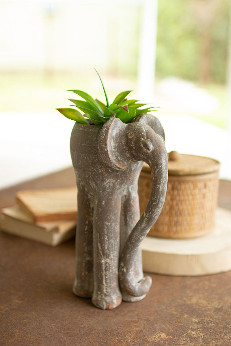 Clay Elephant Planter