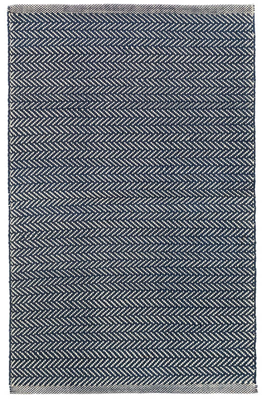 Herringbone Indigo Woven Cotton Rug - 2'x3'