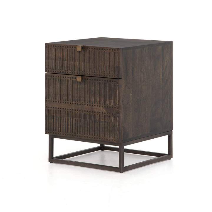 Kelby Filing Cabinet-Carved Vintage Brown