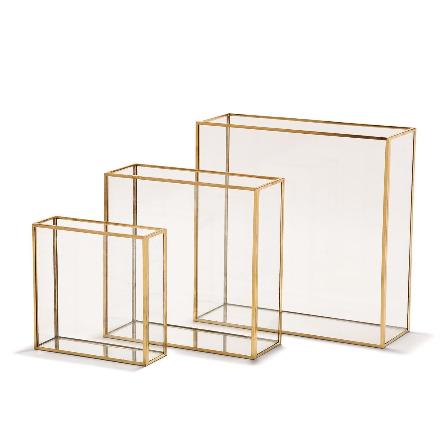 Windows Square Vase W/Gold Metal Trim
