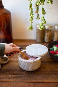 Marble Salt Pig w/ Lid