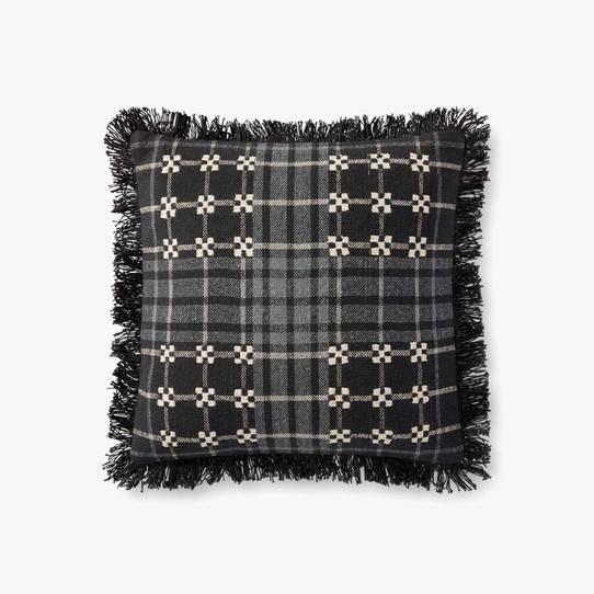 Black and Grey Plaid 18x18 Pillow