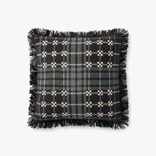 Black and Grey Plaid 18x18 Pillow
