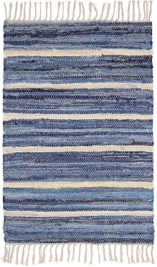 Denim Rag Stripe Woven Cotton Rug - 2'x3'