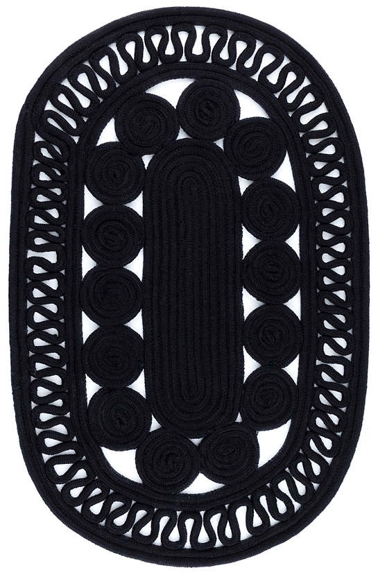 Reef Black Indoor/Outdoor Oval Rug 3'x5'