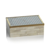 White Bone and Brass Patterned Box