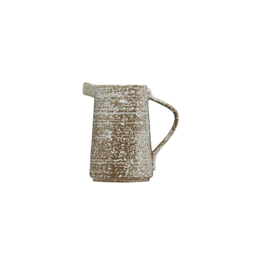 Stoneware Pitcher, Brown & White Speckled
