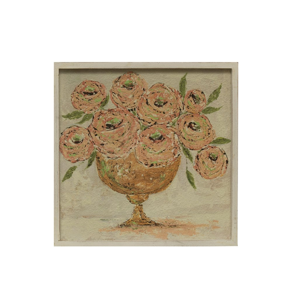 Wood Framed Flowers in Vase