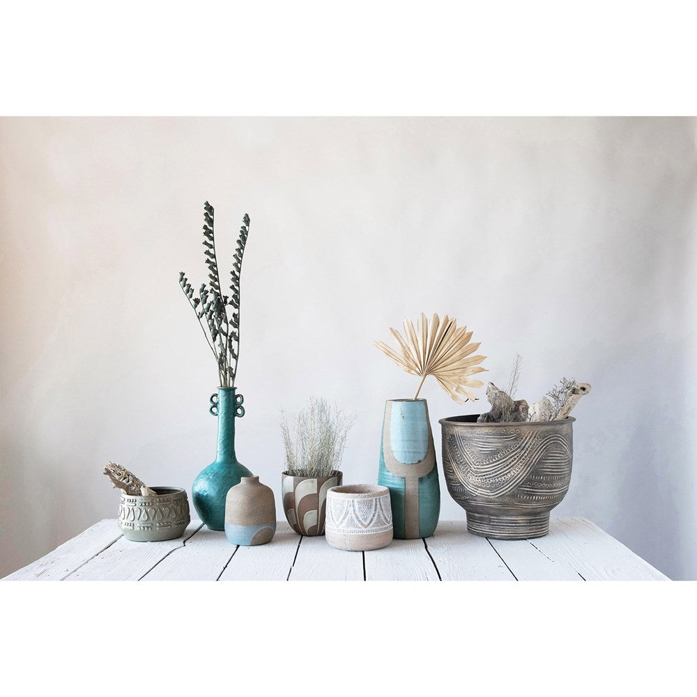 Black & Blue Terracotta Vase