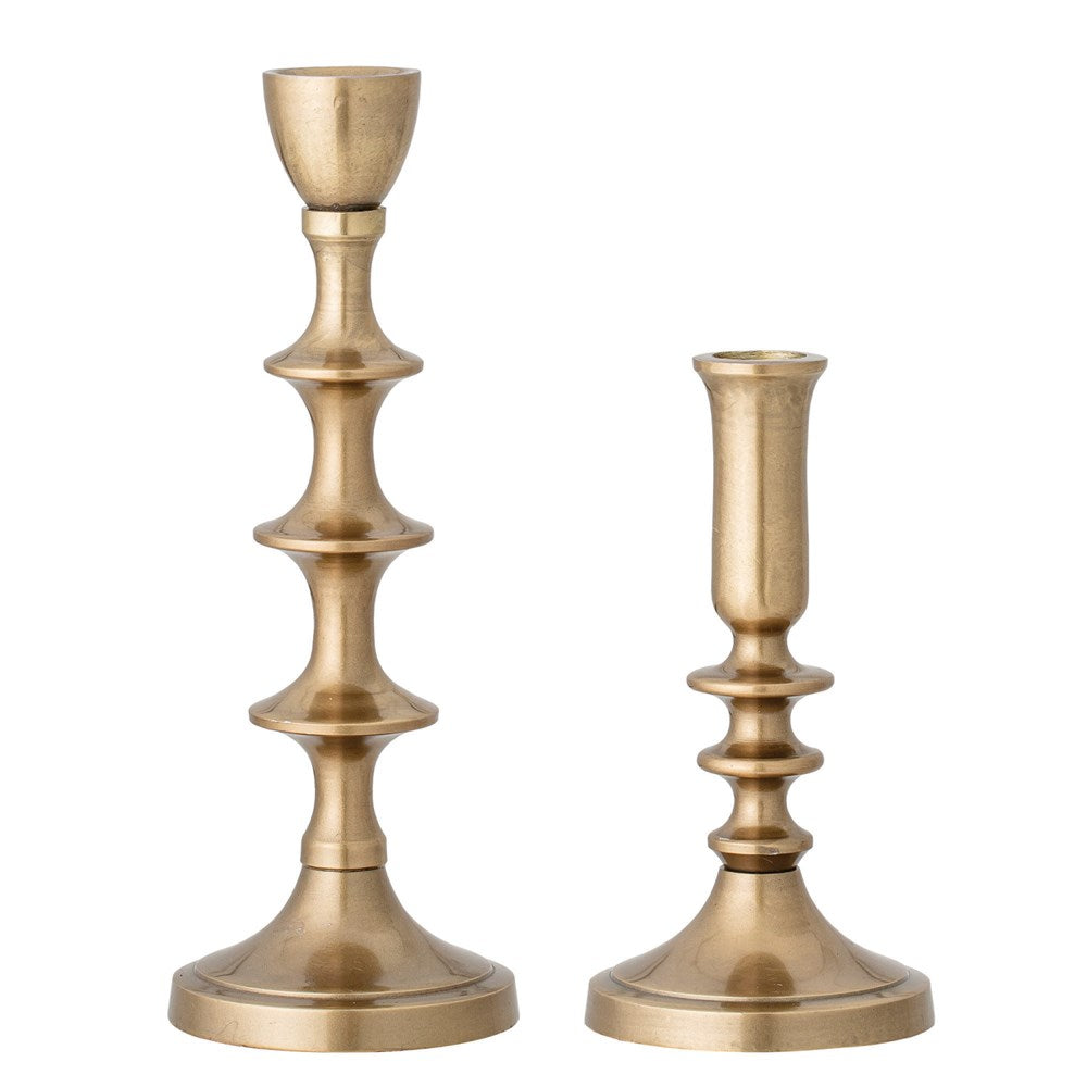 Antique Gold Metal Taper Holders - set of 2